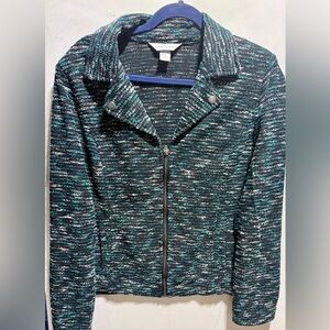 Christopher & Banks Black and Green Textured Blazer